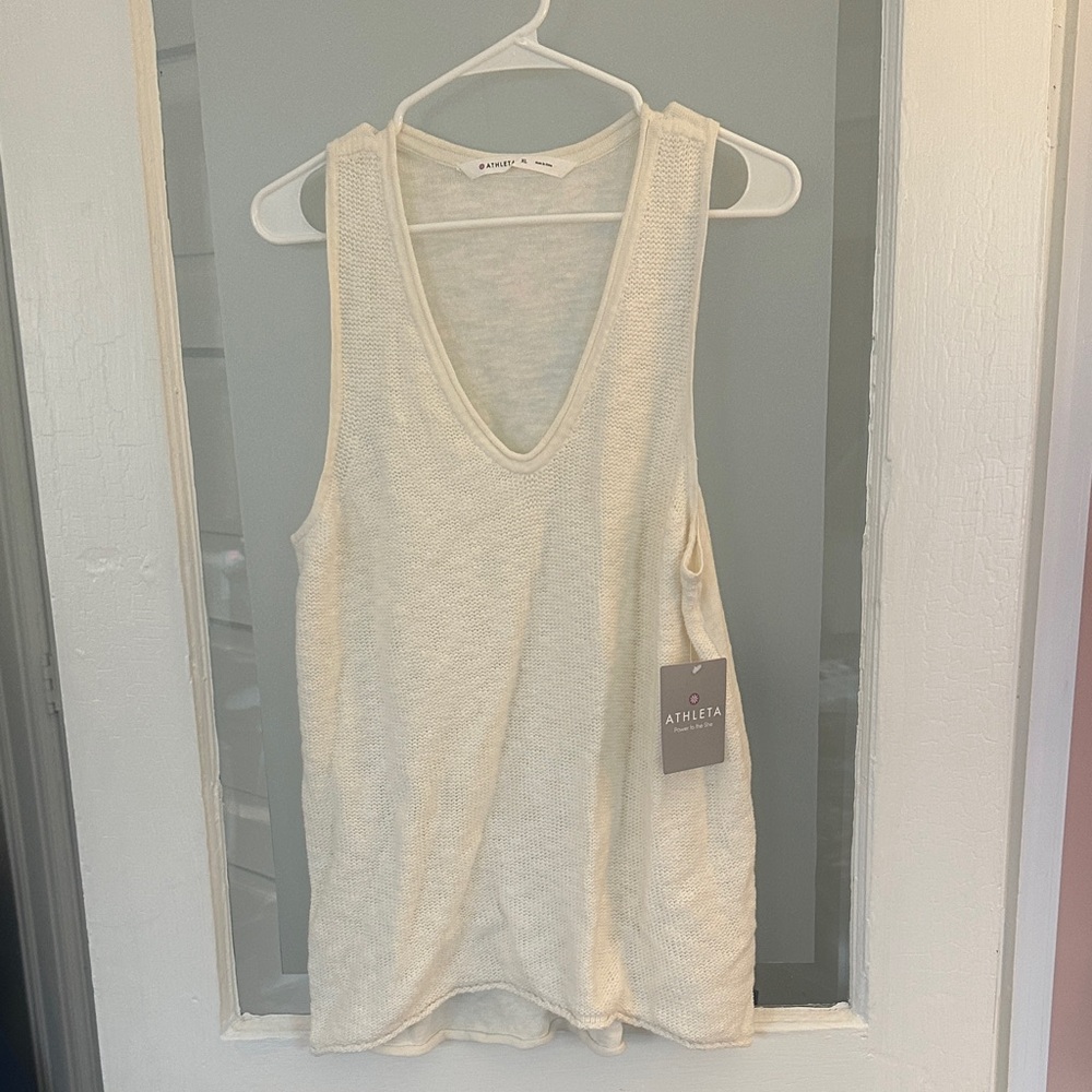 NWT Athleta Ivory Women's Buena Vista Linen Top